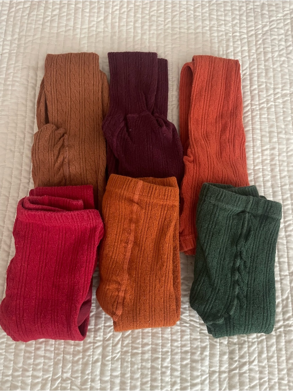 Kids Cable Knit Tights — Assorted Fall Colors